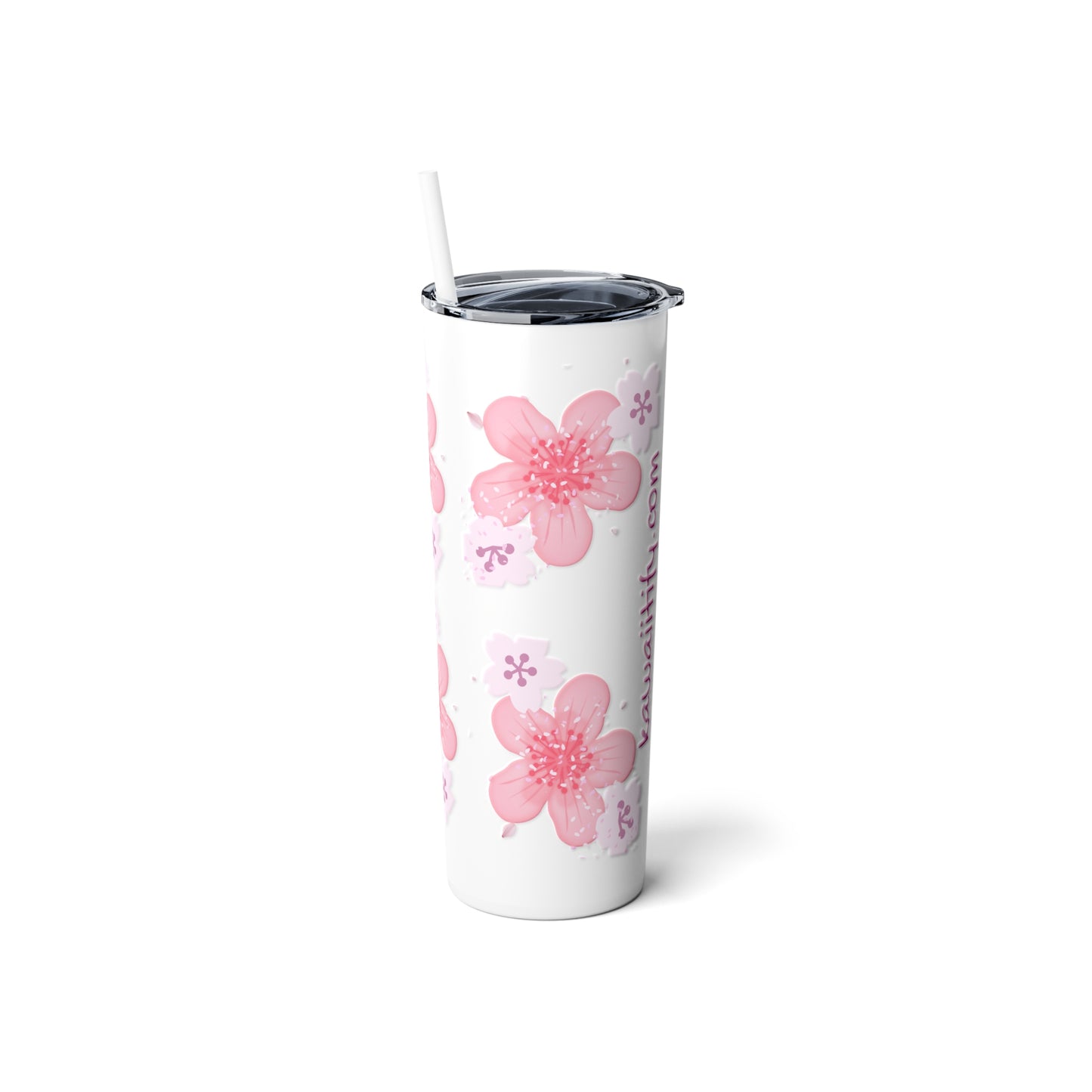 Cherry Blossom Skinny Tumbler with Straw