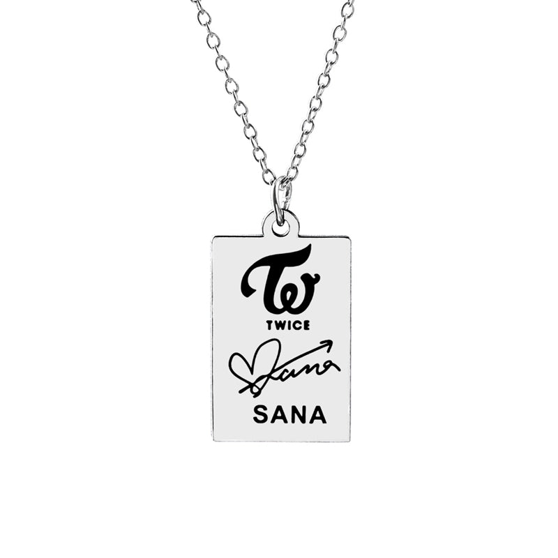 KPOP TWICE Member Signature Stainless Steel Pendant Necklace