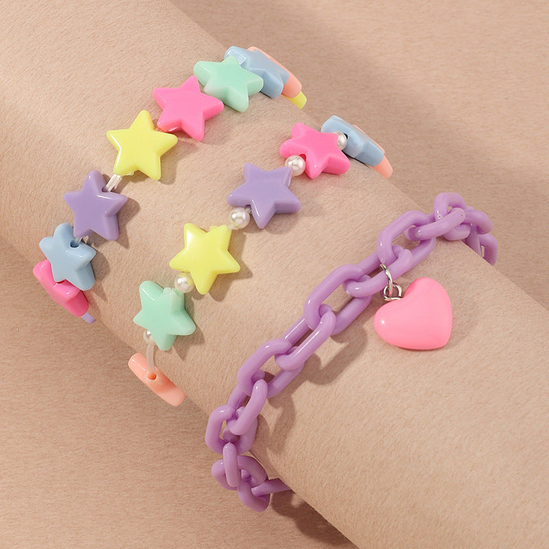 Sweet And Cute Resin Heart Bracelet