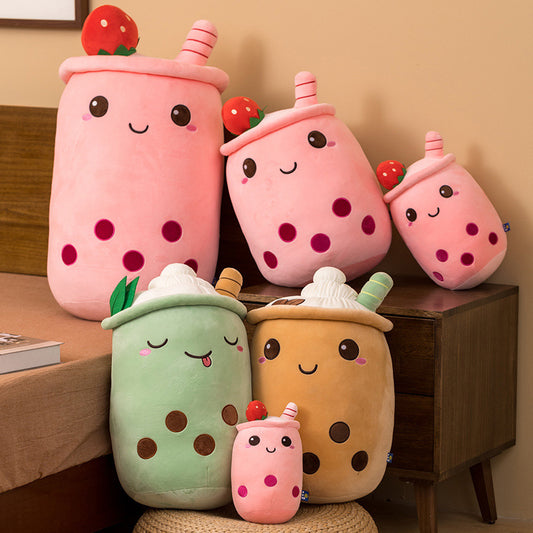 Boba Milk Tea Cup Plush Toy Strawberry Matcha