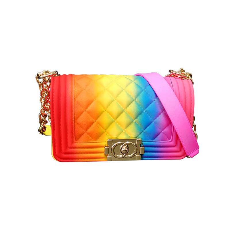 One-shoulder rainbow jelly bag