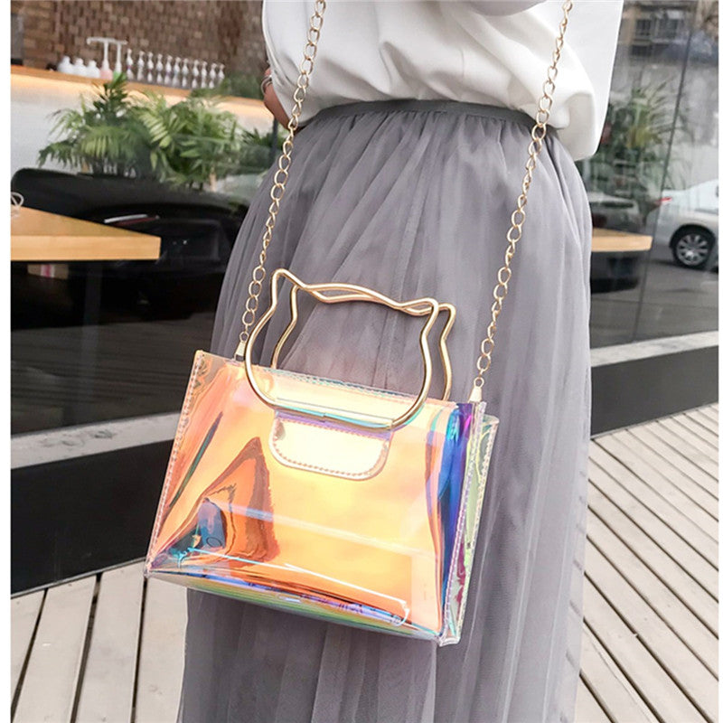 Cat Handle Hologram Bag