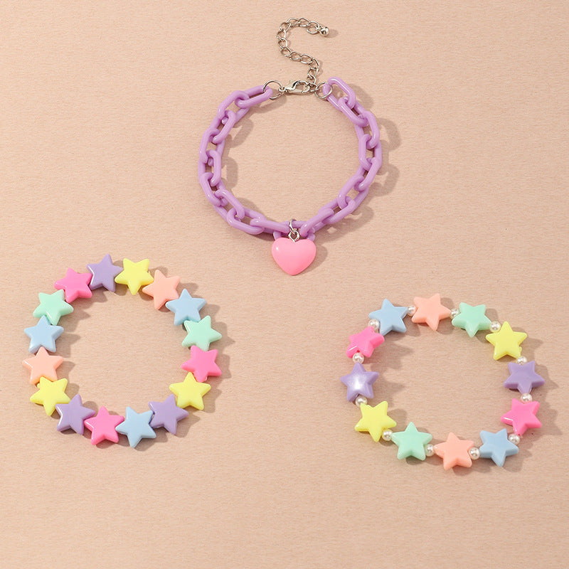 Sweet And Cute Resin Heart Bracelet