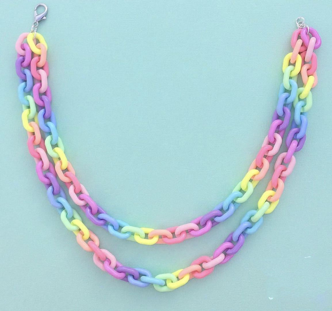 Pastel Rainbow  Double-Chain Necklace Set