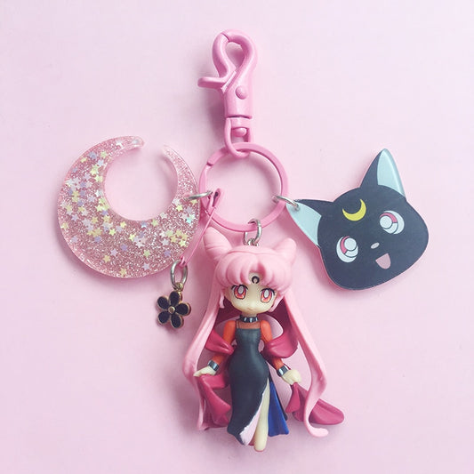 Sailor Moon Chibi Mamoru Luna Artemis Keychain Pendant