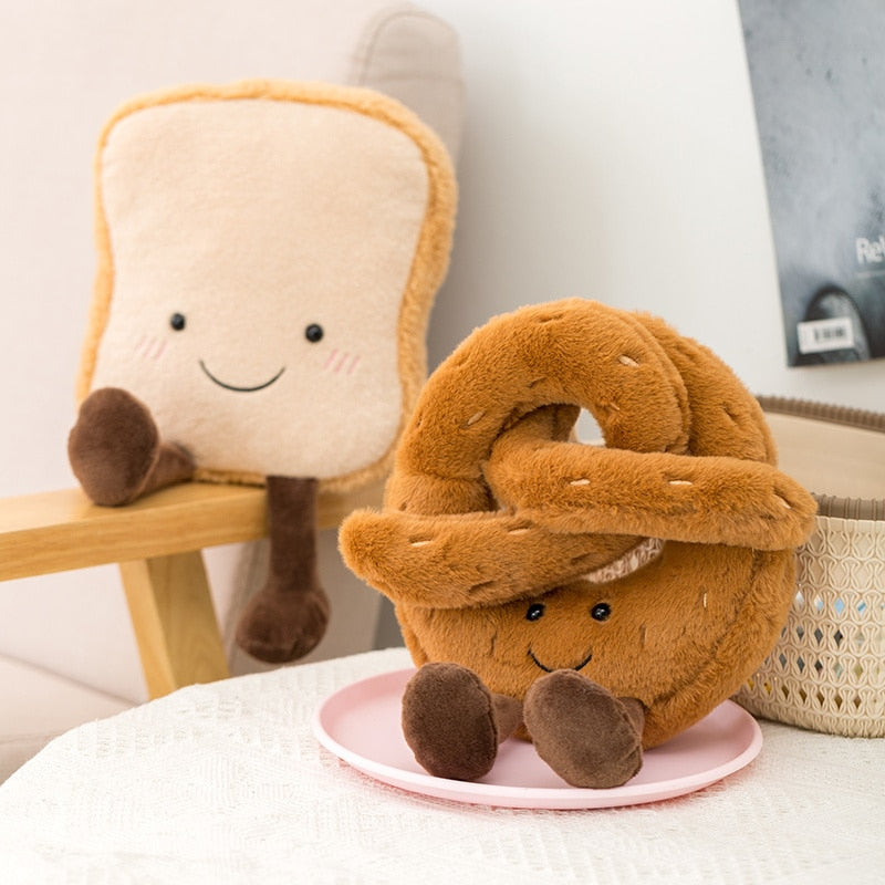 Kawaii Pretzel Croissant Toast Plush Food