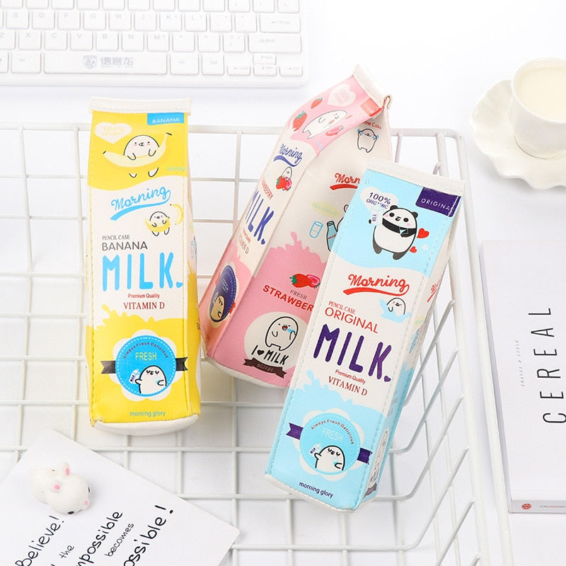 Cartoon Milk bottle school pencil case