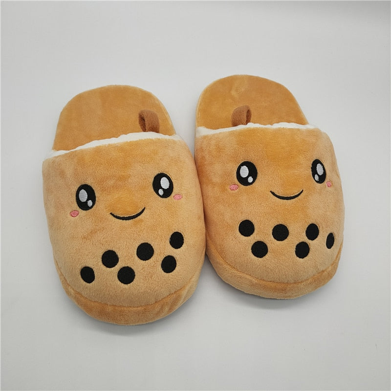 Boba Milk Tea Plush Slippers