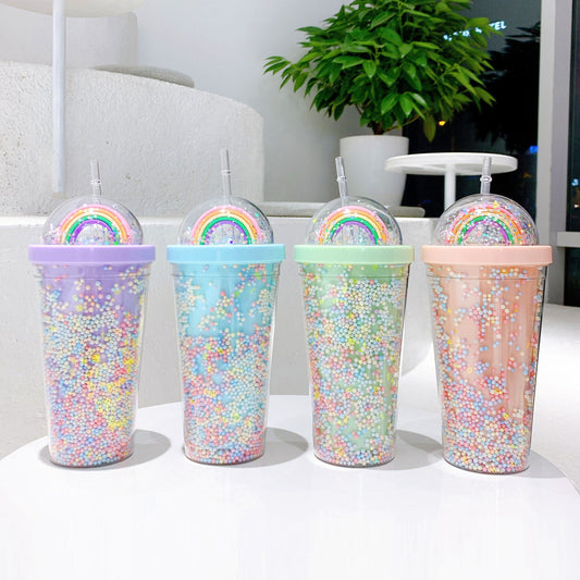 Rainbow Cup With Straw
