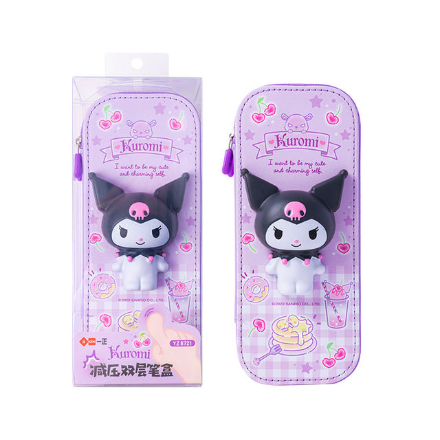 Sanrio Pu Large Capacity Pencil Case Kawaii Hello Kitty