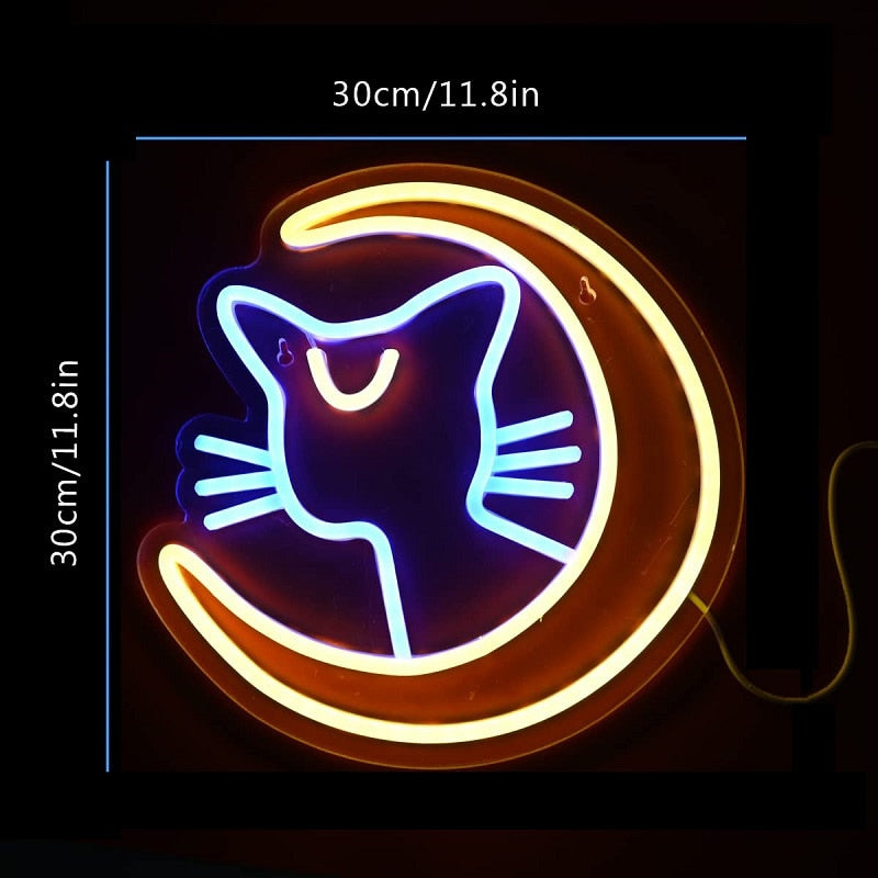 Sailor Moon Luna Diana Cat Neon Sign