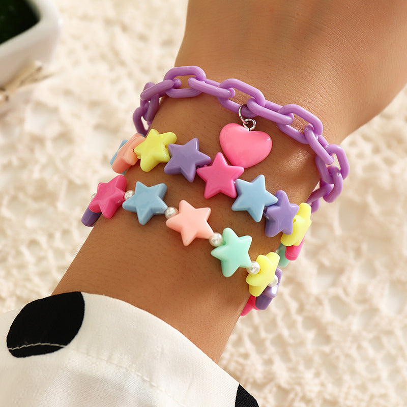 Sweet And Cute Resin Heart Bracelet