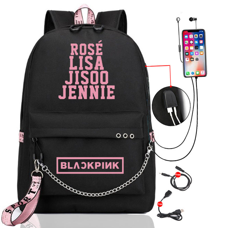 Blackpink backpack large USB Charging